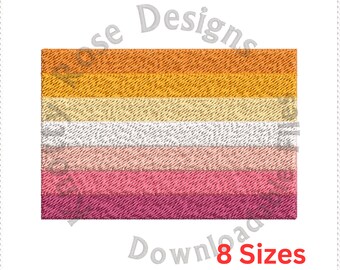 Lesbian Pride Orange Seven Stripe Flag (Machine Embroidery Design) Instant Download