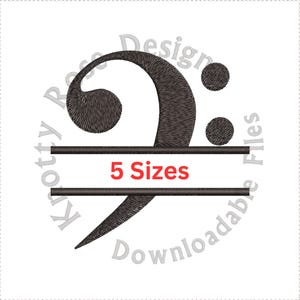 Diseño de bordado a máquina con marco dividido en clave de fa musical (descarga instantánea)