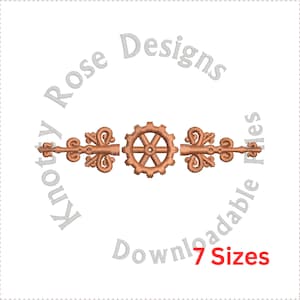 Diseño de bordado a máquina Steampunk Bar Flourish 1 (descarga instantánea)