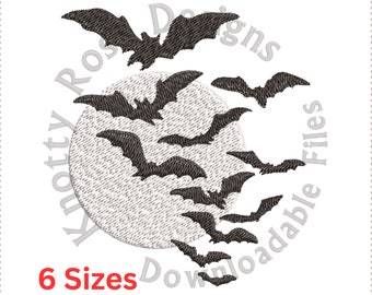 Bat Moon 1 (Instant Download) Machine Embroidery Design