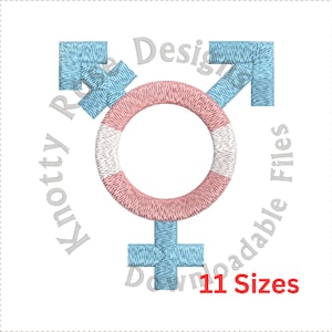 Transgender Trans Transexual Symbol 3 Flag (Instant Download) Machine Embroidery Design