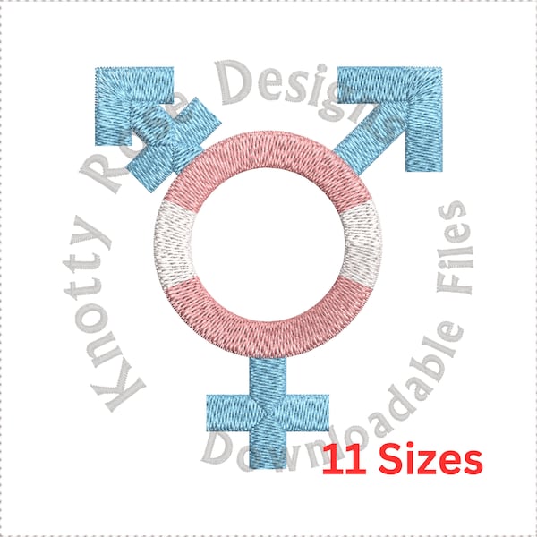 Transgender Trans Transexual Symbol 3 Flag (Instant Download) Machine Embroidery Design