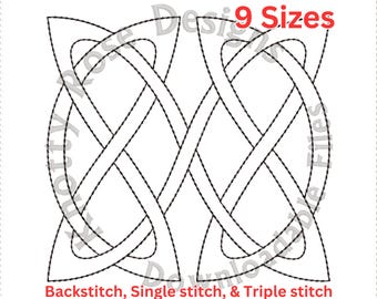 Motivo a nodi celtici quadrati 6 per quilting Redwork (download immediato) - Ricamo a macchina