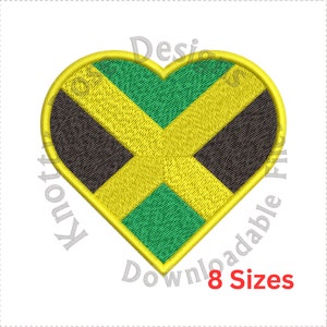 Heart Jamaica Flag (Instant Download) Machine Embroidery Design