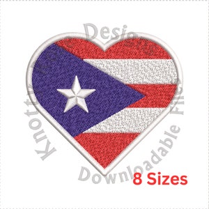 Heart Puerto Rico Flag United States of America USA (Instant Download) Machine Embroidery Design