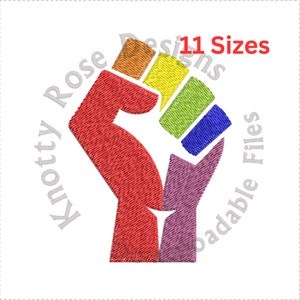 Fist LGTB Gay Lesbian Queer Pride Rainbow Flag (Instant Download) Machine Embroidery Design