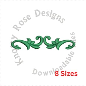 Puede incluir: Diseño de bordado floral verde con un adorno decorativo. El diseño está disponible en 8 tamaños. Archivos de bordado descargables.