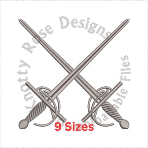 Heraldic Crossed Rapier Swords Marshal (Instant Download) Machine Embroidery Design