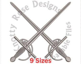 Heraldic Crossed Rapier Swords Marshal (Instant Download) Machine Embroidery Design