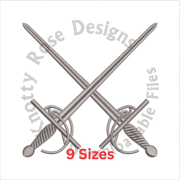 Heraldic Crossed Rapier Swords Marshal (Instant Download) Machine Embroidery Design