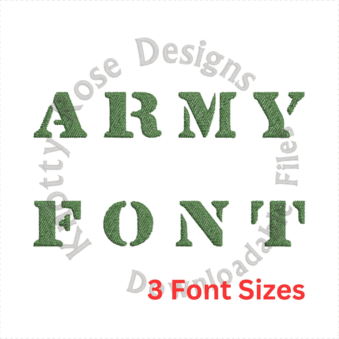 Army 1 - Monogram Font (instant Download) Machine Embroidery Design - Etsy