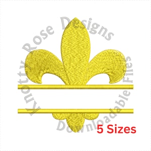 Fleur De Lis 1 marco de monograma dividido (descarga instantánea) Diseño de bordado de máquina