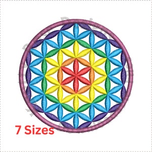 Flower Of Life 2 Rainbow Sacred Geometry (Instant Download) Machine Embroidery Design