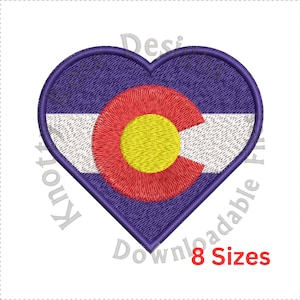 Heart Colorado State Flag United States of America USA (Instant Download) Machine Embroidery Design