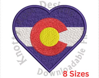 Heart Colorado State Flag United States of America USA (Instant Download) Machine Embroidery Design