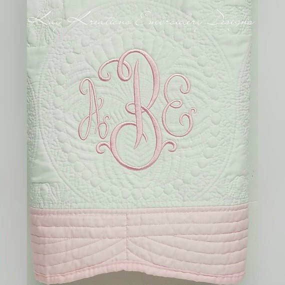 Items similar to Monogrammed Quilted Keepsake Baby Blankets Girls