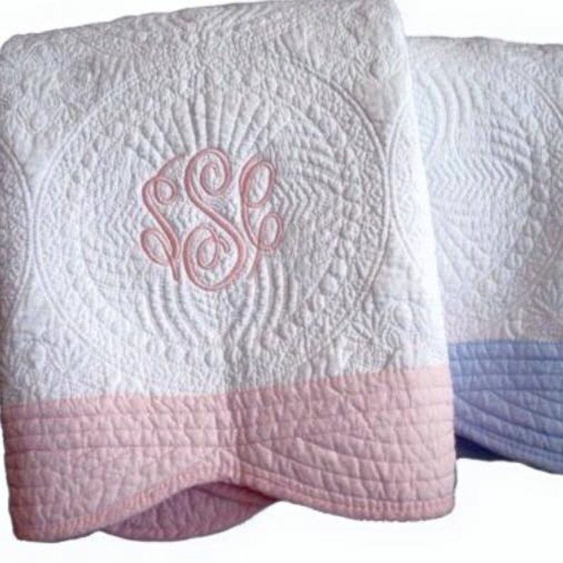 Monogrammed Quilted Keepsake Baby Blankets Girls Quilted Etsy