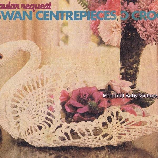 Crochet Pattern Swan Table Centrepiece Basket Doily Set PDF Download for Patons Gem Cotton