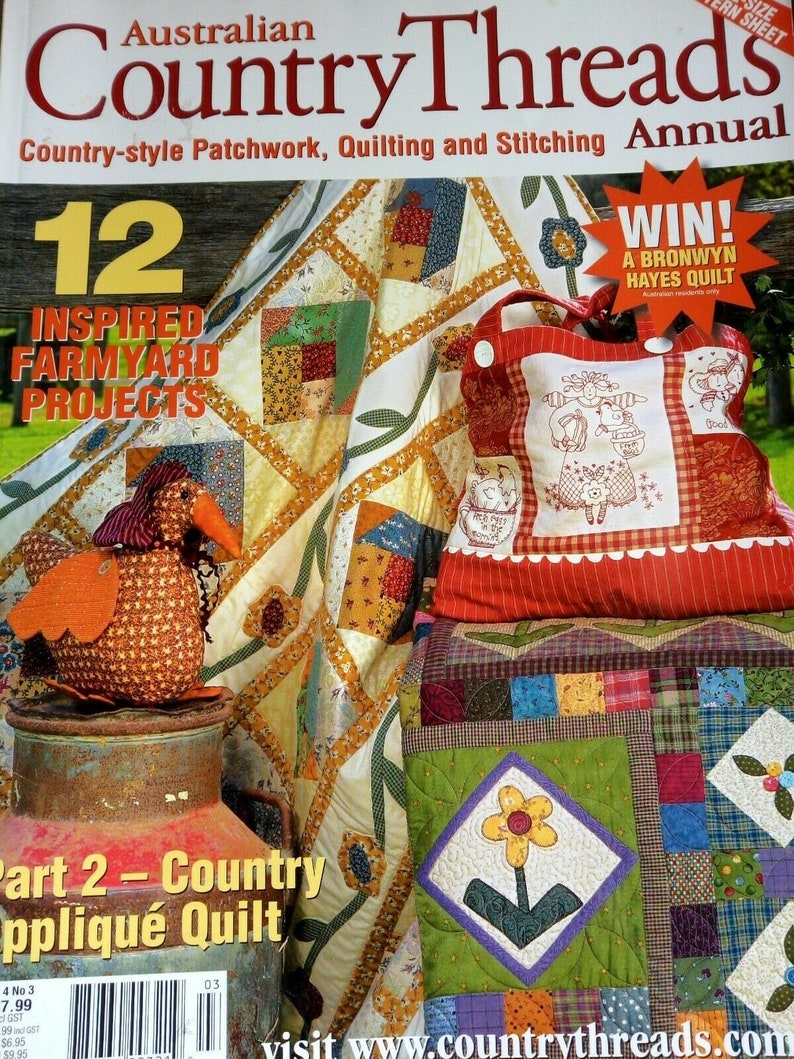 Quilting Redwork Patchwork Stitchery Magazine Bronwyn Hayes Australian Country Threads Red brolly image 1