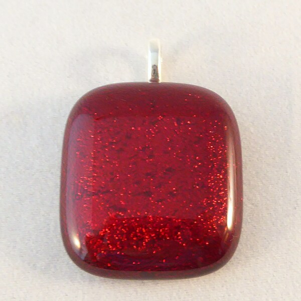 Red Dichroic Fused Glass Pendant, Fused Glass, Fused Glass Pendant, Glass Pendant, Dichroic Pendant, Dichroic, Red Pendant, Red