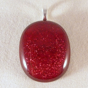 Red Dichroic Fused Glass Pendant