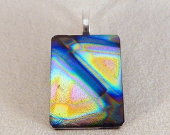 Multi Colored Dichroic Fused Glass Pendant