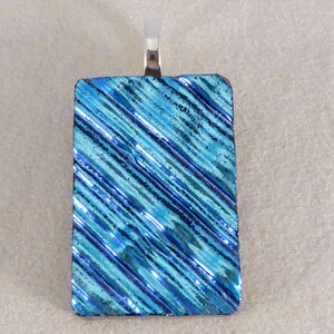Blue Dichroic Fused Glass Pendant