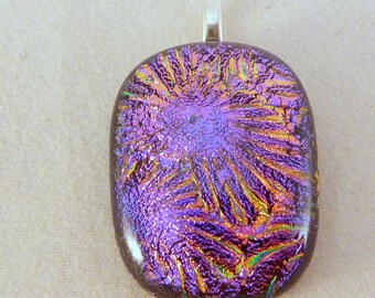 Purple Pink Dichroic Fused Glass Pendant