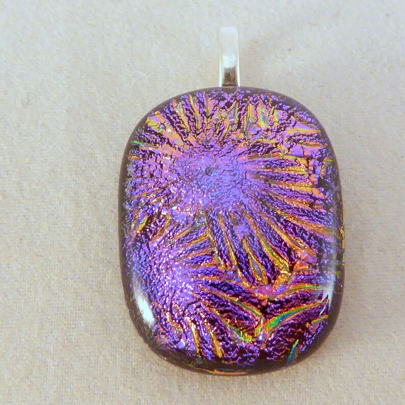 Purple Pink Dichroic Fused Glass Pendant image 1