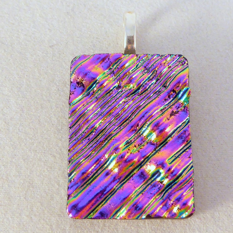 Purple & Pink Dichroic Fused Glass Pendant image 1