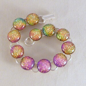 7 Inch Multi Colored Dichroic Fused Glass Bracelet, Other Lengths Available image 1