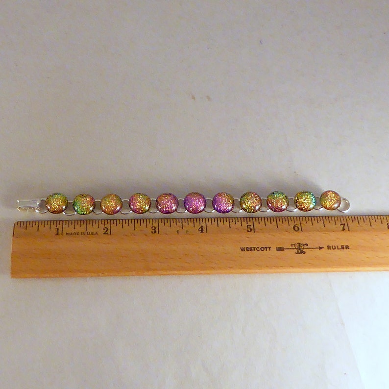 7 Inch Multi Colored Dichroic Fused Glass Bracelet, Other Lengths Available image 2