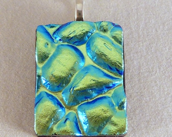 Green Dichroic Fused Glass Pendant