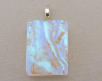 White Dichroic Fused Glass Pendant