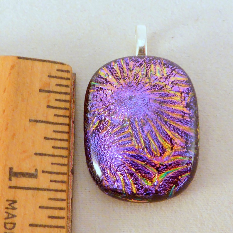 Purple Pink Dichroic Fused Glass Pendant image 2