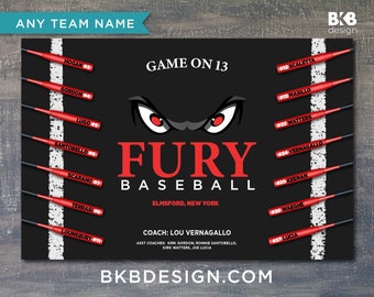 Custom Vinyl Baseball Banner, Little League Banner, T-Ball Banner, Softball Banner, Team Banner - Fury Beast