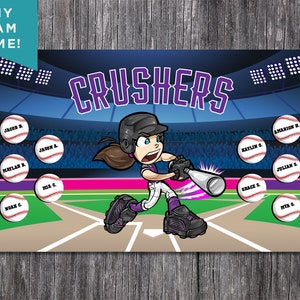 Custom Vinyl Baseball Banner, Little League Banner, T-Ball Banner, Softball Banner, Team Banner -- Crushers