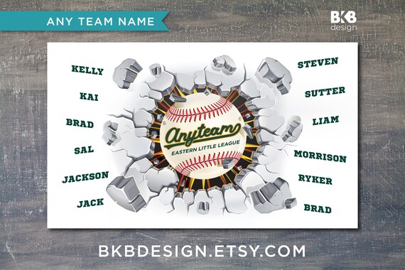 Custom Vinyl Baseball Banner, Little League Banner, T-Ball Banner, Softball Banner, Team Banner -- Exploding Wall Il_570xn