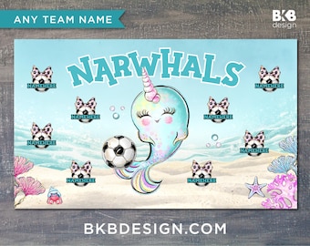 Custom Vinyl Soccer Team Banner: Narwhals