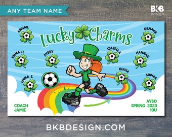 Custom Vinyl Soccer Team Banner, Sports Team Banners, Team Banners,  Lucky Charms, Leprechaun, Irish