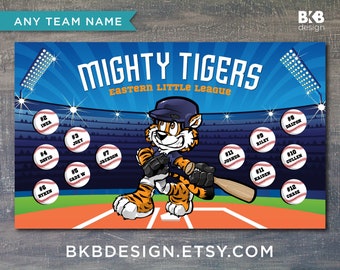 Custom Vinyl Baseball Banner, Little League Banner, T-Ball Banner, Softball Banner, Team Banner -- Tigers