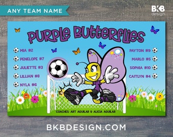 Custom Vinyl Soccer Team Banner, Sports Team Banners, Team Banners, Cats, Butterflies, Butterfly