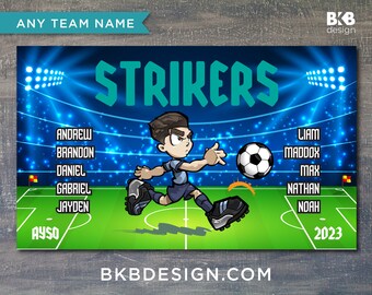 Custom Vinyl Soccer Team Banner, Sports Team Banners, Team Banners, Strikers, Strykers, Kickers, Cool Dudes