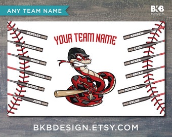 Custom Vinyl Baseball Banner, Little League Banner, T-Ball Banner, Softball Banner, Team Banner -- Snake, Rattler