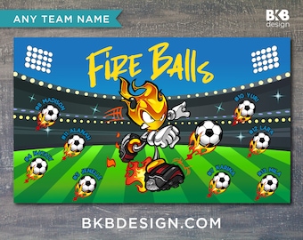 Custom Vinyl Soccer Team Banner, Sports Team Banners, Team Banners, Blaze, Bomb, Explosion, Fire Ball
