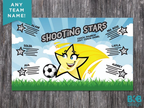 Custom Vinyl Soccer Team Banner, Sports Team Banners, Team Banners, Shooting Stars Il_570xn