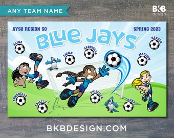 Custom Vinyl Soccer Team Banner, Sports Team Banners, Team Banners,  Blue Jays, Blue Birds, Bluebells