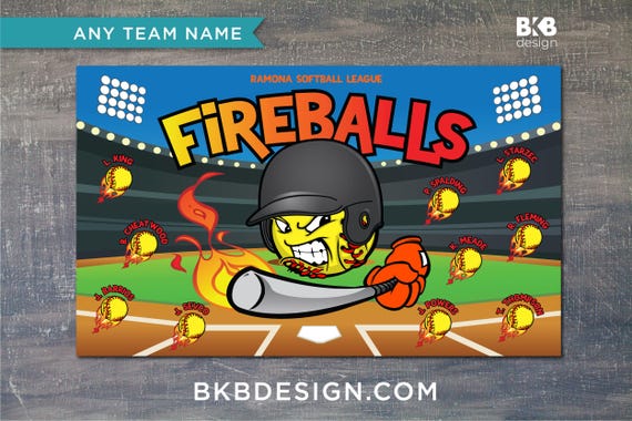 Fireballs Baseball Lettering Flamming Fireballs Softball