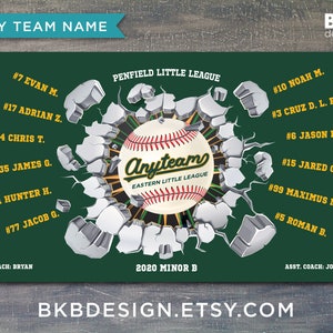 Custom Vinyl Baseball Banner, Little League Banner, T-Ball Banner, Softball Banner, Team Banner Exploding Wall image 2