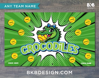 Custom Vinyl Softball/Baseball Banner: Gators, Crocodiles